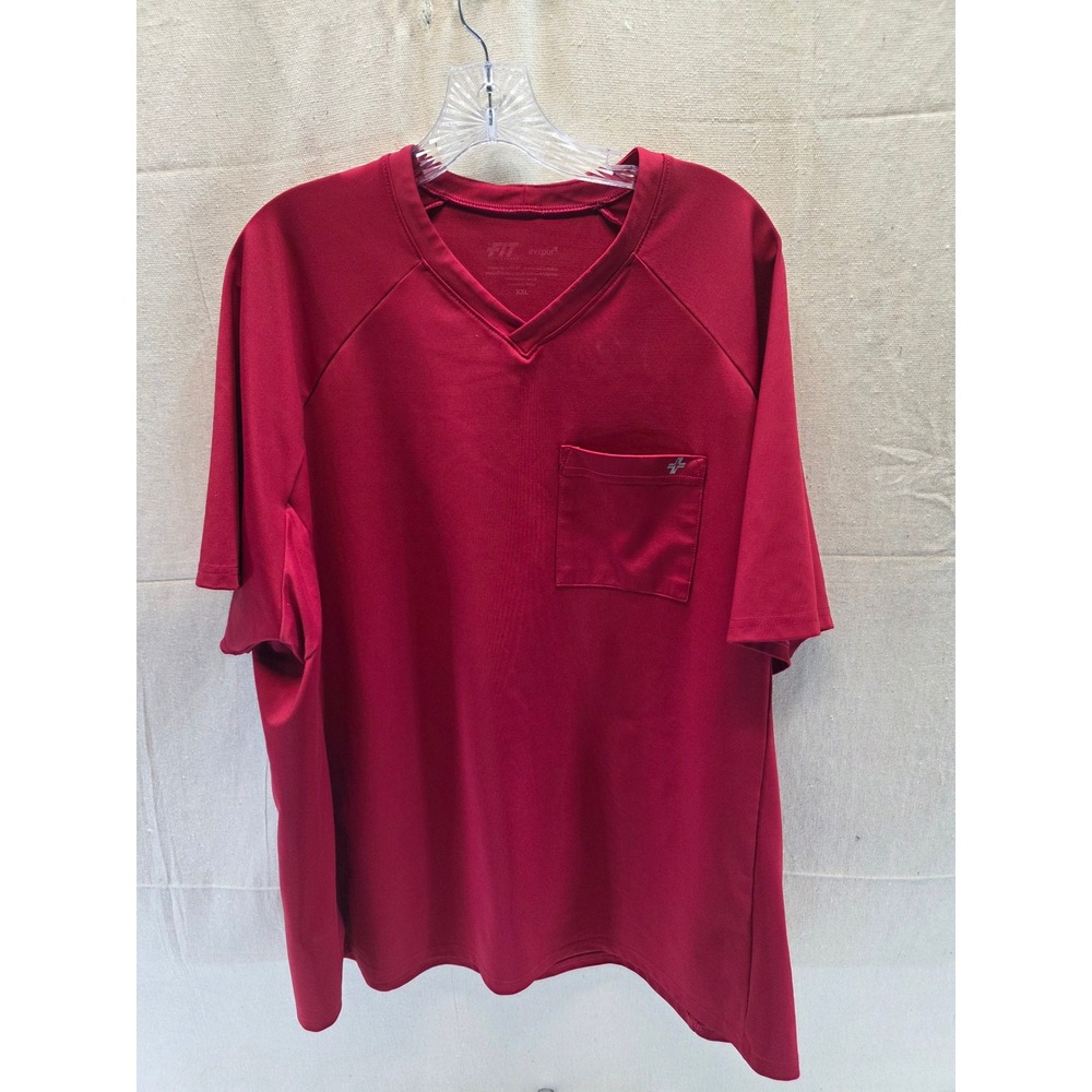 Fit Scrubs Evrpur Mens XXL Red V-Neck Scrub Top Antimicrobial Stretch Pocket